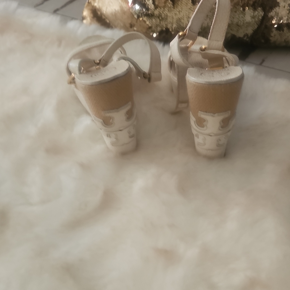 Tory Burch Cream and Tan Sandals